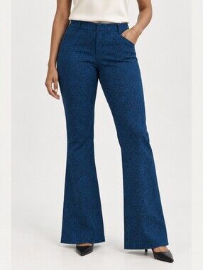 Zadig & Voltaire Pistol Jacquard Flare Leg Pants Blue Tonal Leopard EU 38